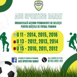 ACS Sporting Banat organizează acțiuni permanente de selecție!